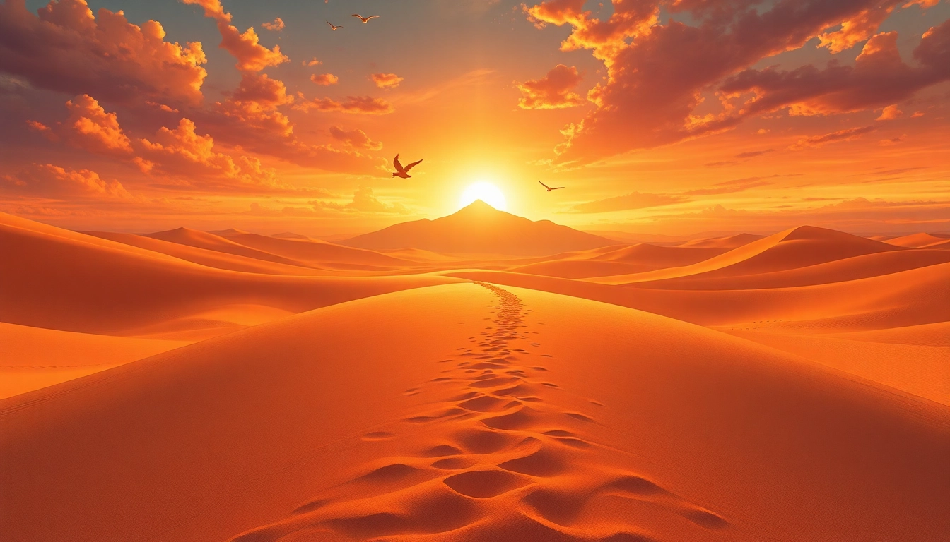 Journey through the breathtaking desert landscape representing the theme of exodus, symbolizing hope and freedom.