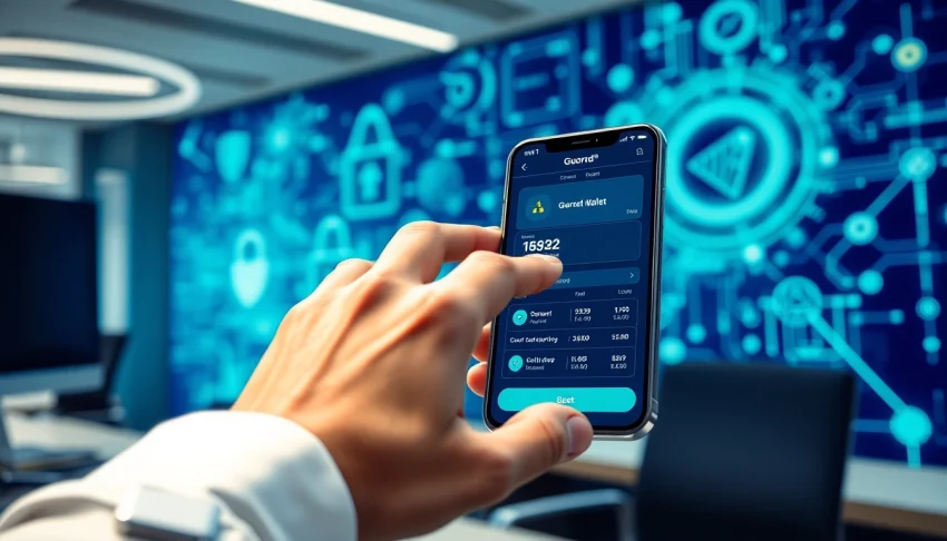 Engaging representation of the gaurda wallet interface showcasing its advanced features in a sleek, modern setting.